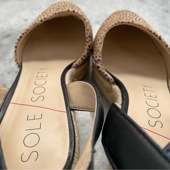 Sole Society So-Channing Black and Tan Dotted Calf Hair Espadrille Wedges - Picture 7 of 16